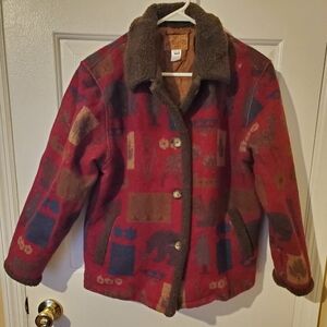 Pendleton Originals Vintage Wool Blend Western Woodland Blanket Jacket Large